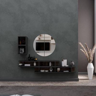 The Range Rimini Wall Mounted Entertainment Center - Black and Alina Pattern