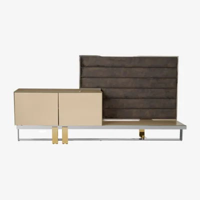 The Range Demas Media Unit with Wall Panel - Gold