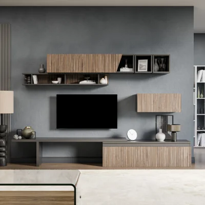 The Range Mery Wall Mounted Entertainment Center - Black and Alina Pattern