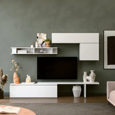 The Range Faro Wall Mounted Entertainment Center - High gloss White