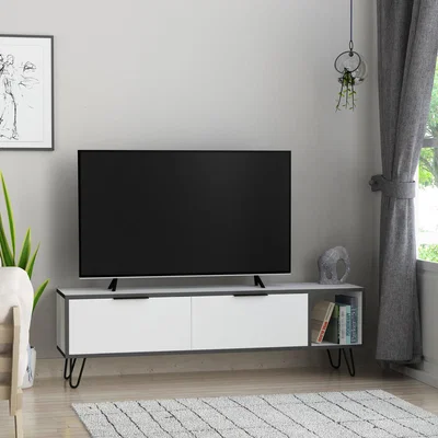 The Range Furoki Modern Tv Unit Oak With Storage Cabinet - White