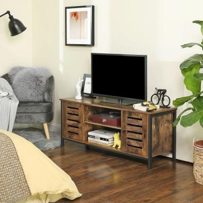 The Range 110cm TV Stand TV Stand with Shelves and Storage Cupboards - Brown