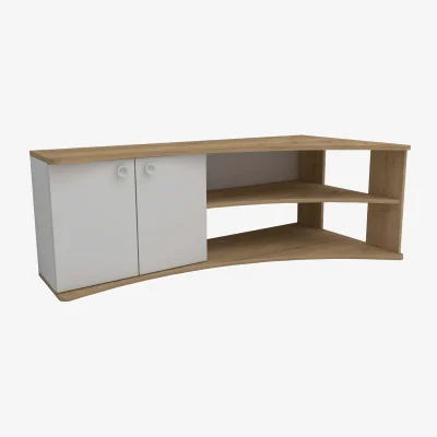 The Range Corner TV Unit TV Stand Entertainment Center Dion - Sapphire Oak & White / MelamineMetalParticle BoardPlasticPVC