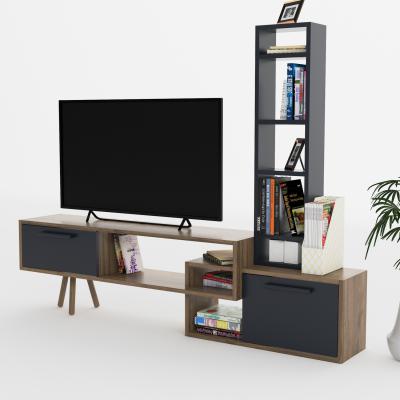 The Range Manzara TV Unit - Anthracite and Walnut - Yellow