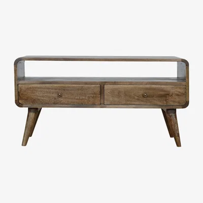 The Range Artisan Furniture Curved Grey Washed Media Unit-TV Stand - Orange