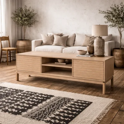 The Range Nakskov 2 Door TV Unit in Pigmented - Natural