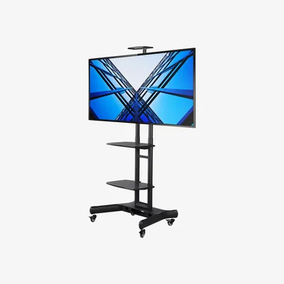 The Range Adjustable Mobile TV Stand with 3 Tier Shelves - Black