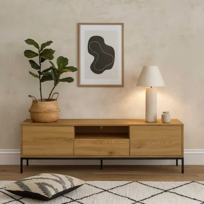 The Range Galway Wild TV Unit with Steel Accents - Brown