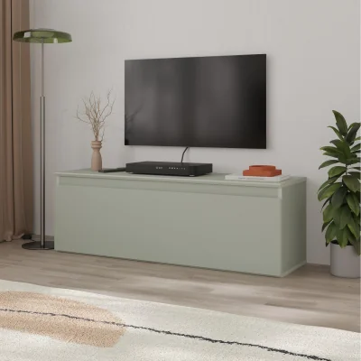 The Range Decortie Modern 120cm TV Stand with Soft-Close Drop-Down Door - Ash Green