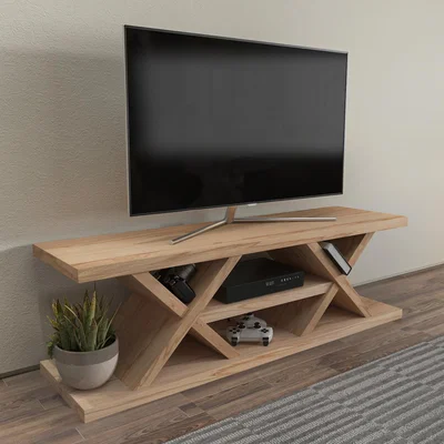 The Range Massi Geometric TV Unit TV Stand for TVs up to 55" - Sapphire Oak Pattern