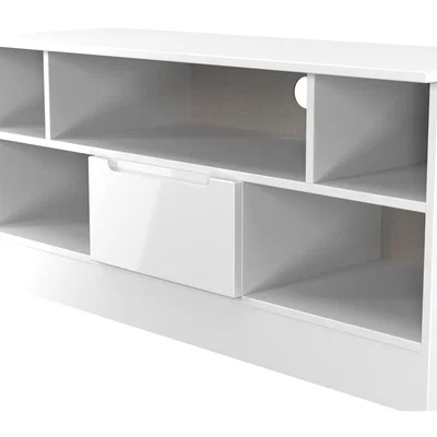 The Range Milan Ready Assembled 1 Drawer TV  Media Unit - White Gloss & White Matt