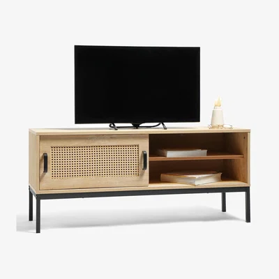 The Range Lena Rattan TV Unit with Storage Shelves - Brown
