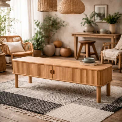 The Range Copenhagen TV Unit Natural 2 Tambour Doors - Natural