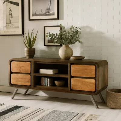 The Range Los Angeles Reclaimed Wood and Metal Media Unit - Brown