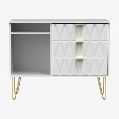 The Range Diamond 3 Drawer TV Unit - White Matt