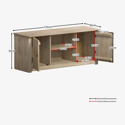 The Range Panama 2 Door 1 Shelf Flat Screen TV Unit - Pine