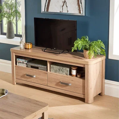 The Range Huntingdon 2 Drawer Small TV Storage Unit - Natural - Natural