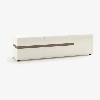 The Range Jonas & James Leece Wide Three Door TV Unit - White with oak trim