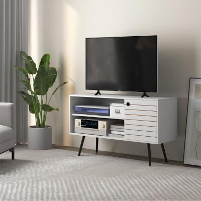 The Range HOMCOM TV Stand Cabinet with Open Shelves and Cable Holes - White