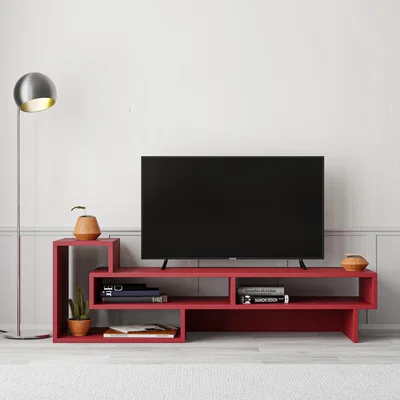 The Range Tetra Modern TV Stand - Burgundy