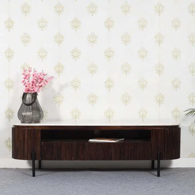 The Range Luxor Mango Wood Large Tv Stand With Marble Top  Metal Legs - Marble