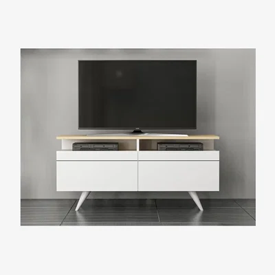 The Range Berlin TV Unit with 2 Door - White, Oak