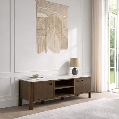 The Range Southampton TV Unit 2 Doors 1 Shelf in Ceramic Cream - Cream Ceramic