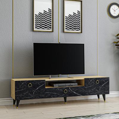 The Range Cavelli TV Unit Black Marble Look Oak Body - Oak & Black