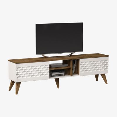 The Range Eggea TV Stand and Media Console for TVs up to 80" - White and Oud Oak - White