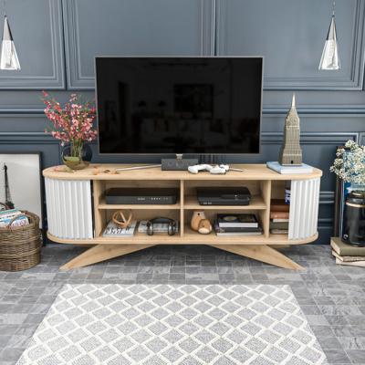The Range Stor Mid-Century Modern 180 cm Wide TV Unit Media Console Sapphire Oak - Sapphire Oak and White