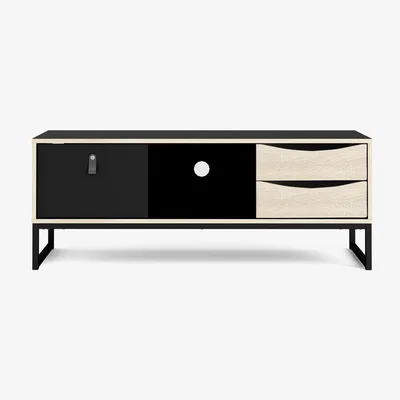 The Range Savannah TV Unit Three Drawers And Open Shelf - Matt Black Oak