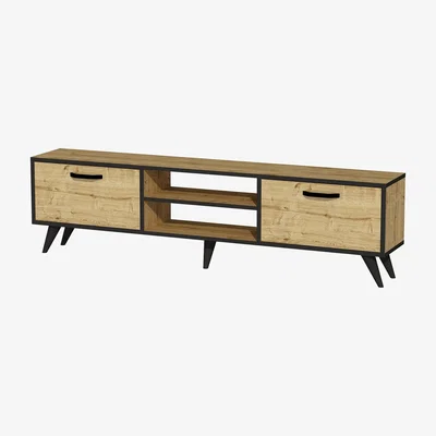 The Range Yewana TV Stand and Media Console - Sapphire Oak & Black Band