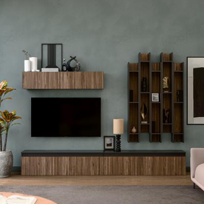 The Range Annecy Wall Mounted Entertainment Center - Black and Alina Pattern