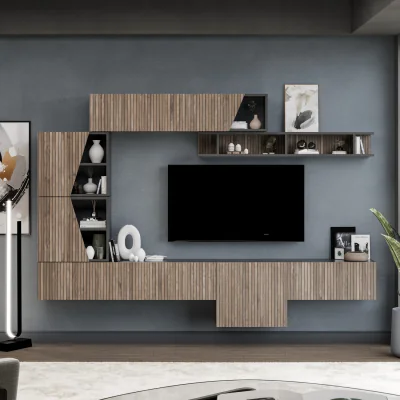 The Range Cruz  Wall Mounted Entertainment Center - Black and Alina Pattern