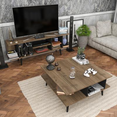 The Range Akya Wide Tv Stand - Walnut and Black - Walnut