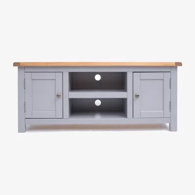 The Range Mirano 2 Door TV Stand - Grey / Brass Knob