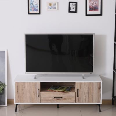 The Range 120cm TV Cabinet Stand Center Drawer Nordic  - Oak colour, White