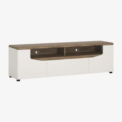 The Range Jonas & James Louisiana Two Door One Drawer Wide TV Unit - Alpine White and Oak