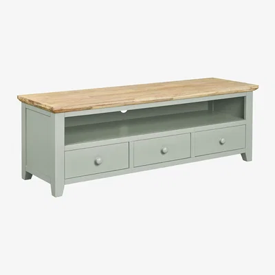 The Range Florence Large Wooden TV Unit with Drawers - Sage Green