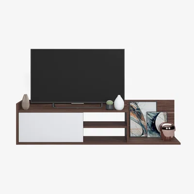 The Range Zein 2 Colours TV Stand, 1 Flip Door, Open Shelf - Ruumstore - Victoria Walnut
