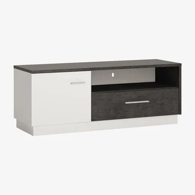 The Range Alabana One Door One Drawer TV Cabinet - Slate Grey and White