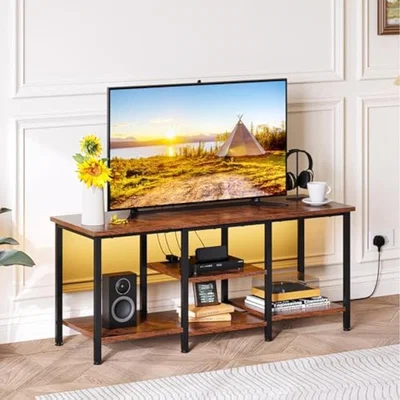 The Range LED Lighting Vintage TV Unit Cabinet - Brown / 120cm