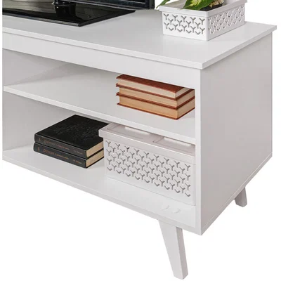 The Range TV Stand Cabinet Unit with 4 Shelves for TVs up to 65 Inches - White