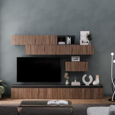 The Range Colmar Wall Mounted Entertainment Center - Black and Alina Pattern