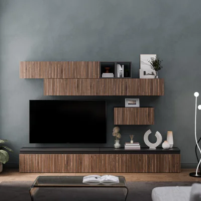 The Range Colmar Wall Mounted Entertainment Center - Black and Alina Pattern