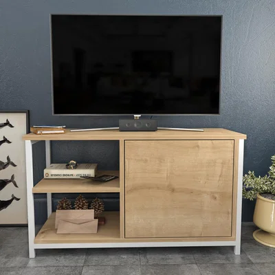 The Range Muskegon 90cm Wide Tv Stand Sapphire Oak and White - Sapphire Oak