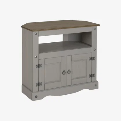 The Range Corona Grey Wax Corner TV Unit - Distressed Grey Wax