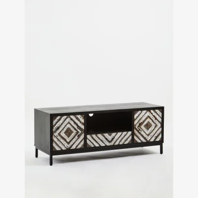The Range Lombok Rustic Chevron and Black Frame Media Unit - Multi colour
