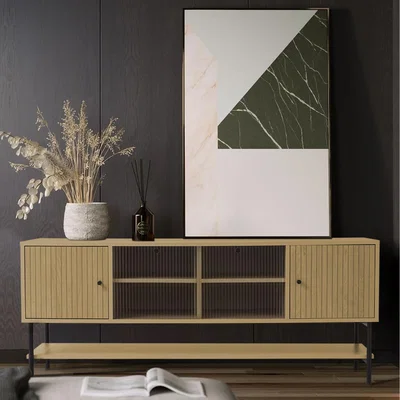 The Range Wood Effect TV Stand with Storage Space - Brown
