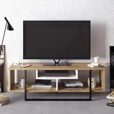 The Range Asal  TV Unit - Oud Oak and White and Black / 47in